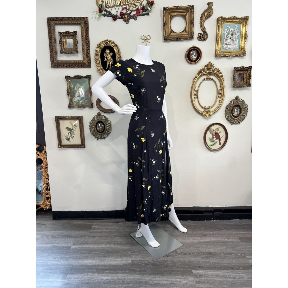 Urban Outfitters Black Floral Kimono Sleeve Maxi Dress Size S - Picture 2 of 10